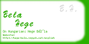 bela hege business card